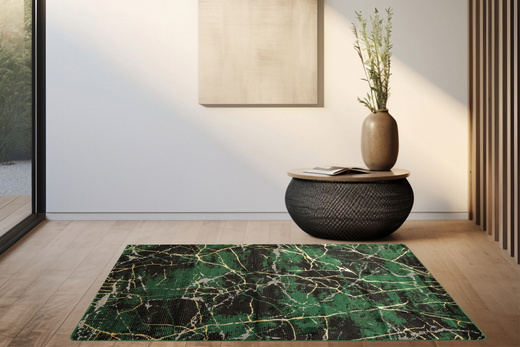 Dywan Diamond K8716Z Green Butelkowa Zieleń Złoty Marmur