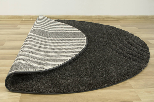 Okrągły dywan Shaggy/Sizal Akra 65242/999 Grafit Pasy