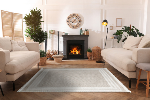 Dywan Milano 090 vizion/beige Beż Krem Ramka Frędzelki