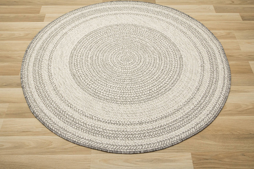 Okrągły Dwustronny Dywan Sznurkowy Brussels 205670/10010 Silver Szary Krem Kółka Outdoor