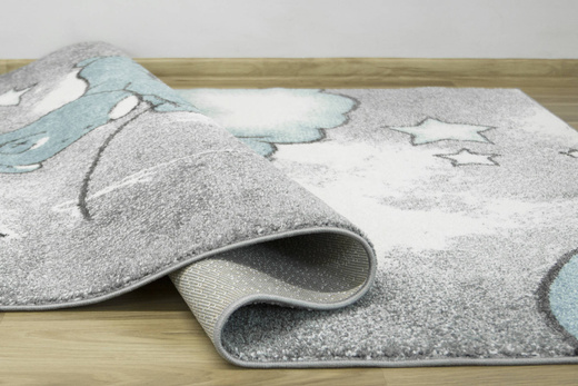 Dywan Dziecięcy Lima 1295A cream/blue Szary Niebieski Miś Chmurki Gwiazdki