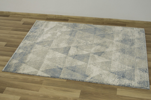 Dywan WORLD 78312/542 Niebieski Beż Krem Trójkaty Przetarty