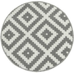 Szary Okrągły Dywan Romby