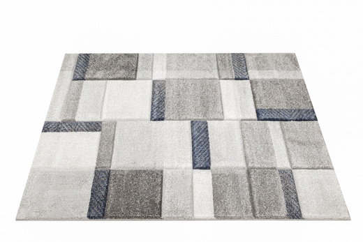 Dywan Kandy N411A l.grey/navy Szary Granatowy Geometria Fryz