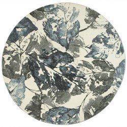 Okrągły Dywan Liście Szaro-Granatowe akwarela