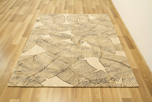 Wełniany Dywan Tempo Natural-B Feath Krem Beż Liście
