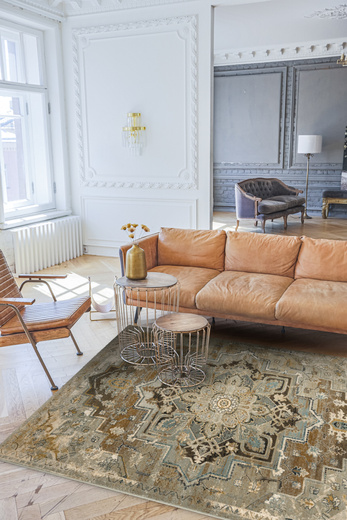 Wełniany Dywan Dywilan Omega Abbas Koniak Ornament