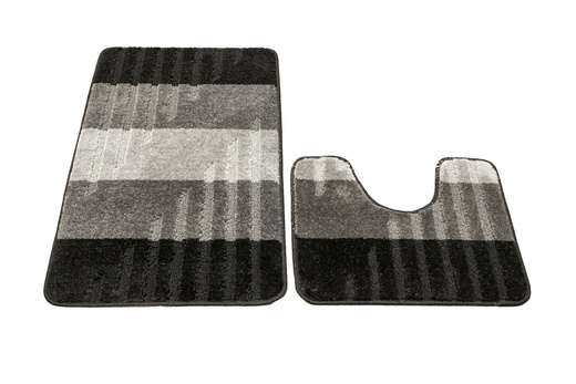 Komplet 2-częściowy Łazienkowy Vic Szary Czarny Paski