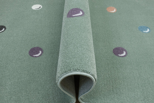 Wykładzina Dziecięca Lima C275b green/cream Zieleń Kropki Bańki szerokość 4 m