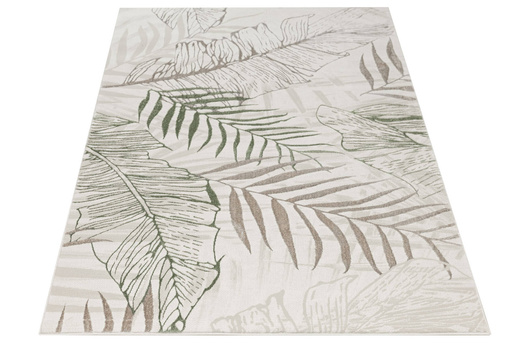 Lśniący Dywan Allora Plus F784A cream/green Beż Krem Zieleń Liście