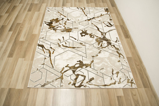 Dywan Elisa PF40A Brown Gold Beżowy Złoty Plastry Miodu