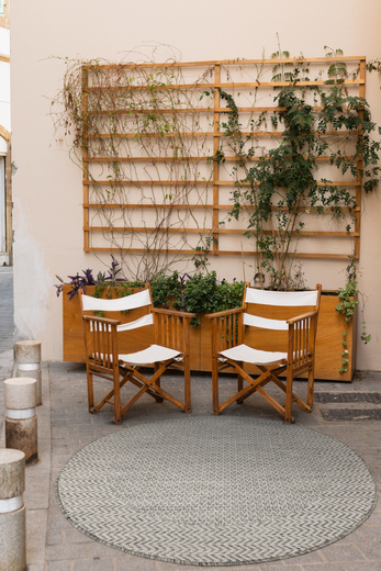 Okrągły Dywan Sznurkowy Jeans 19242/P91 Koło Beż Grafit Jodełka