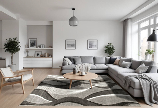 Dywan Amelia B178B grey/d.grey Szary Czarny Wstęgi Fale