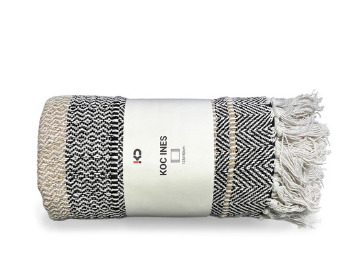 Bawełniany Koc Ines Beż Krem Paski