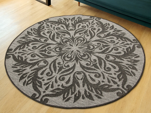 Okrągły Dwustronny Dywan Sznurkowy Brussels 205168/11010 Night Silver Ornament Outdoor