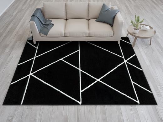 Dywan Lima C877B black/white Czarny Krem Trójkąty