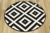 Okrągły Dywan Romby Czarno Białe 
