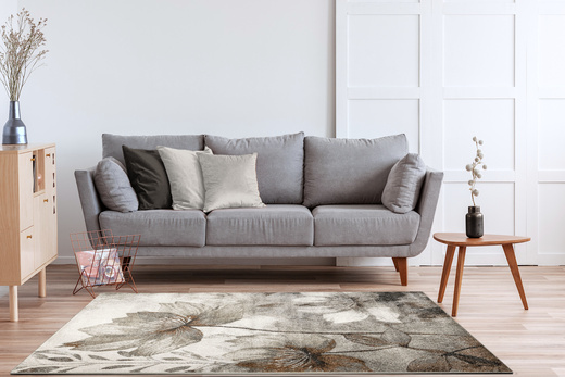 Dywan Ponte N879A l.grey/beige Brąz Szary Kwiaty
