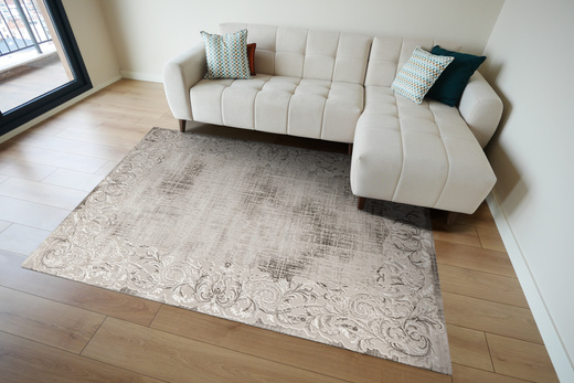 Dywan Nantes NT211A Vizon/Vizon Szarobeżowy Krem Ornament