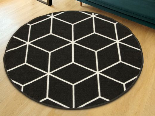 Antypoślizgowy Okrągły Dywan Cubes 29 grafitowy