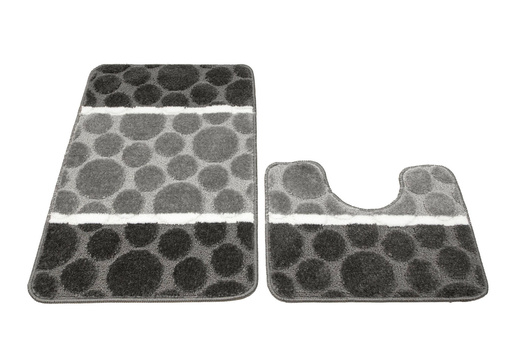 Komplet 2-częściowy Łazienkowy Siena Grey Szary Kropki Paski