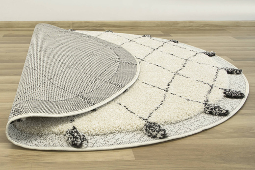 Okrągły dywan Shaggy/Sizal 65246/669 Akra Krem Romby