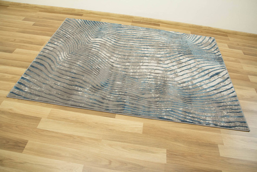 Lśniący Dywan Allora Plus 7804A d.greyHB/blue Szary Ciemny Turkus Fale