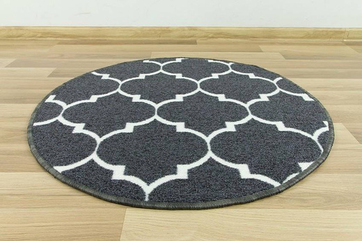 Dywan okrągły Clover 29 ciemny szary kremowy koniczyna marokańska