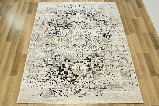 Dywan Boho 37WMW Krem Czerń Ornament