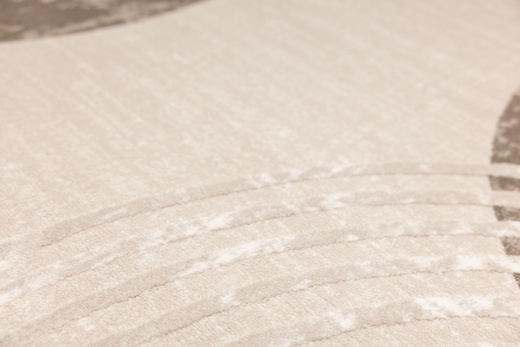 Okrągły Dywan Nantes NT209A Beige/Brown Szarobeżowy Półkola