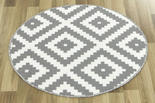 Szary Okrągły Dywan Romby