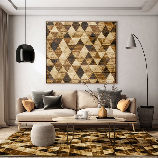 Dywan Super Rose 9592A Brown/Beige Brąz Beż Krem Trójkąty