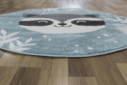Okrągły Dywan Lima C884A blue/cream Turkus Krem Szop Pracz Listki