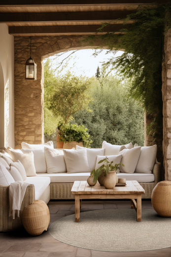 Okrągły Dywan Sznurkowy 08868A Jute Indiana Laomi Beż Rozeta Outdoor