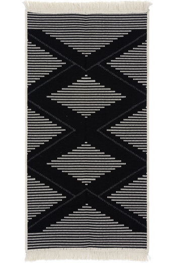 Dwustronny Dywanik Chodniczek Orient Wzór 7 Czarny Krem Romby Duże