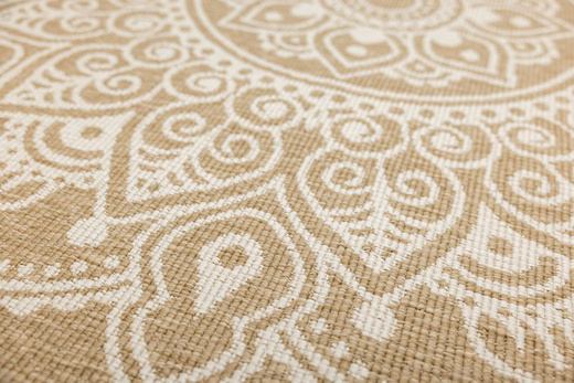 Okrągły Dwustronny Dywan Sznurkowy Brussels 205333/10810 Jute Beż Krem Rozeta Outdoor