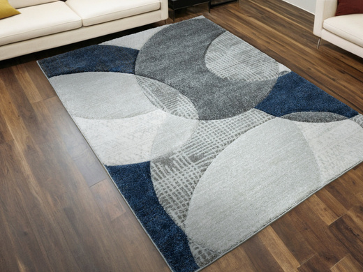 Dywan Kandy N390A N390A l.grey/navy Szary Granatowy Elipsy Fryz