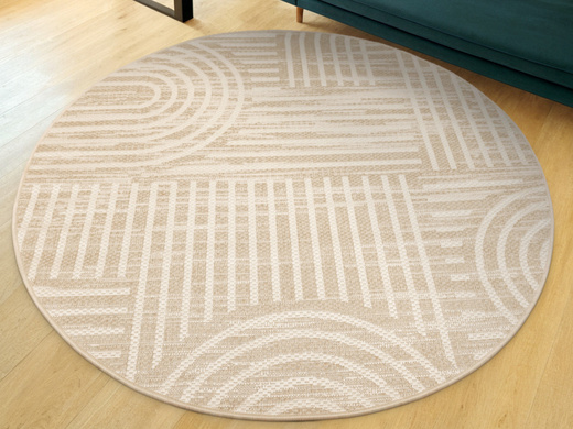 Okrągły Dywan Sznurkowy Haga 03606E cream/vizon Krem Beż Geometria Outdoor