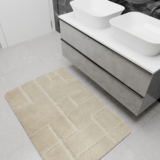 Dywanik Łazienkowy Antypoślizgowy Inez Light Beige Jasny Beż Geometria