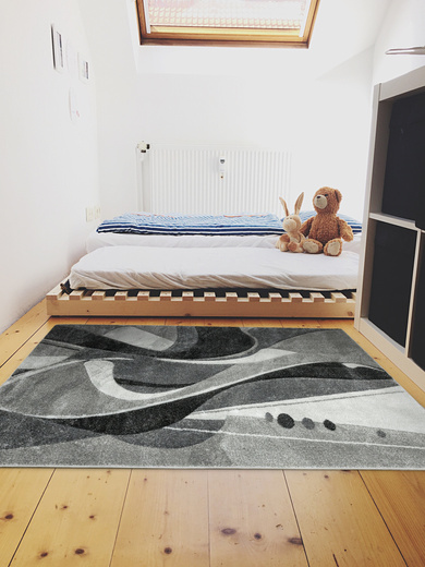 Dywan Kandy N402A m.grey/antraci Fale Abstrakcja Szary Grafit Fryz