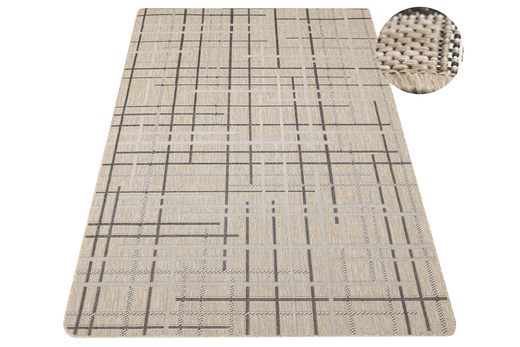 Dywan Sznurkowy Antypoślizgowy Flex 19507/P01 Beż Grafitowy w Kreski Paski