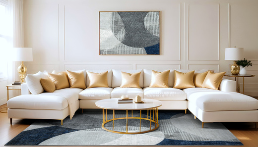 Dywan Kandy N390A N390A l.grey/navy Szary Granatowy Elipsy Fryz