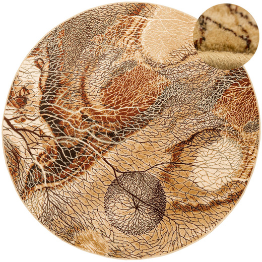 Okrągły Wełniany Dywan Isfahan Bellona Bursztyn