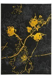 Dywan FESTIVAL 2743A yellow/black Czarny Złoty Kwiaty
