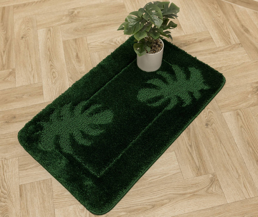 Dywanik Łazienkowy Antypoślizgowy Lisset Monstera Butelkowa Zieleń Linie