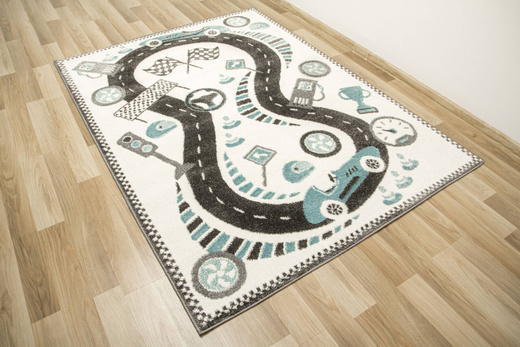 Dywan Dziecięcy Lima F500A cream/d.grey Uliczki Wyścigi