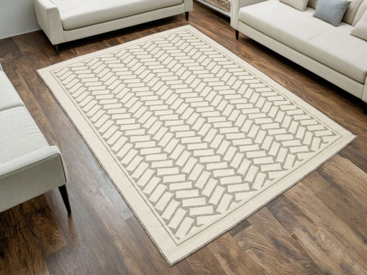 Dywan Dwustronny Sznurkowy Brussels 205855/10010 Silver Szary Krem Cegiełki Jodełka Outdoor