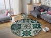 Antypoślizgowy Okrągły Dywan Patchwork Turkus