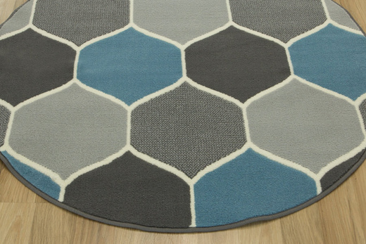 Okrągły Dywan LUNA 503833/95812 koniczyna niebiesko-szara