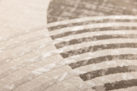 Okrągły Dywan Nantes NT209A Beige/Brown Szarobeżowy Półkola